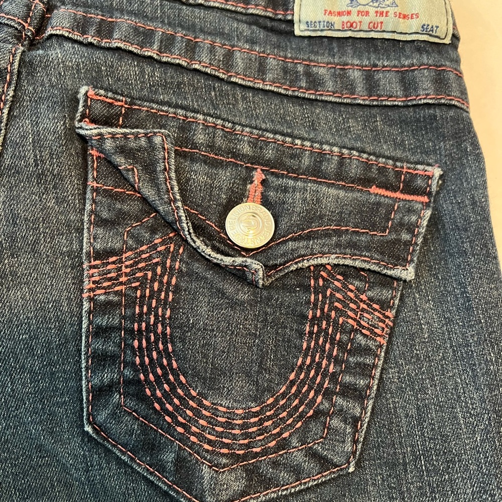 Women's Blue Jeans with Pink Stitching